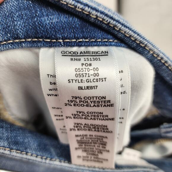 Good American Good Legs High Waist Ripped Crop Skinny Jeans In Blue Size 10/30 - Picture 4 of 6